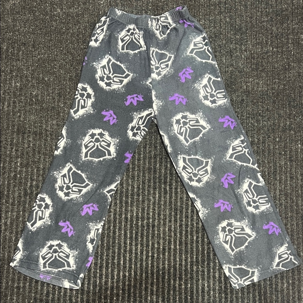 Marvel Black Panther Wakanda Gray and Purple Kids Pajama Bottoms size 8